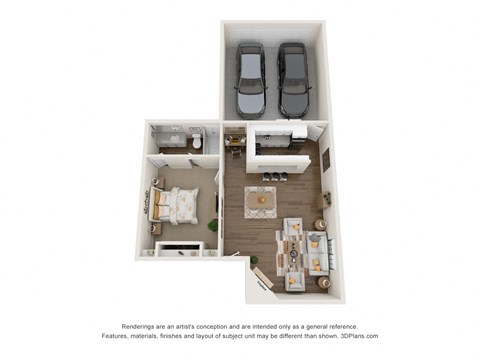 Floor plan for 1 bed, 1 bath